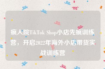 疯人院TikTok Shop小店先疯训练营，开启2022年海外小店带货实战训练营