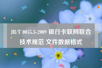 JR/T 0055.3-2009 银行卡联网联合技术规范 文件数据格式