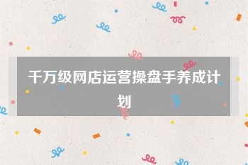 千万级网店运营操盘手养成计划