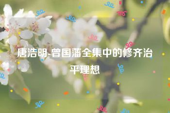 唐浩明-曾国藩全集中的修齐治平理想