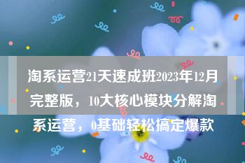 淘系运营21天速成班2023年12月完整版，10大核心模块分解淘系运营，0基础轻松搞定爆款