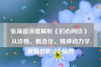 张海音深度解析《扪心问诊》 从诊断、概念化、精神动力学视角剖析12个案例