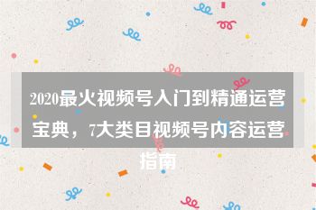 2020最火视频号入门到精通运营宝典，7大类目视频号内容运营指南