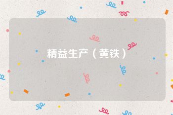 精益生产（黄铁）