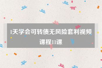 1天学会可转债无风险套利视频课程11课