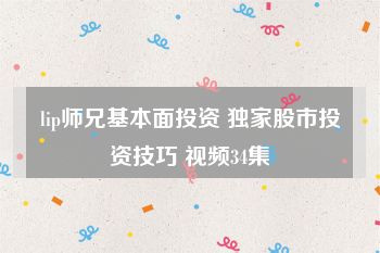 lip师兄基本面投资 独家股市投资技巧 视频34集