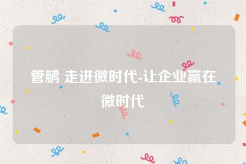 管鹏 走进微时代-让企业赢在微时代