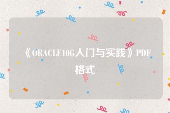 《ORACLE10G入门与实践》PDF格式