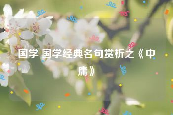 国学 国学经典名句赏析之《中庸》