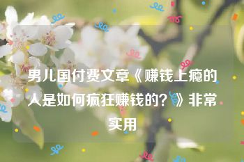 男儿国付费文章《赚钱上瘾的人是如何疯狂赚钱的？》非常实用