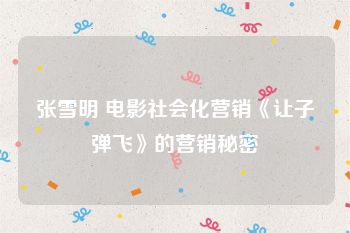 张雪明 电影社会化营销《让子弹飞》的营销秘密