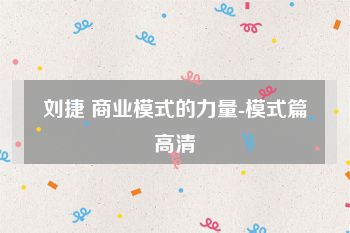 刘捷 商业模式的力量-模式篇高清