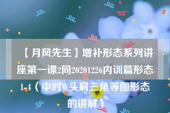 【月风先生】增补形态系列讲座第一课2同20201226内训篇形态1-4（中对W头肩三角等图形态的讲解）