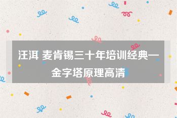 汪洱 麦肯锡三十年培训经典—金字塔原理高清