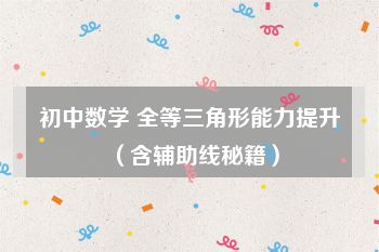 初中数学 全等三角形能力提升（含辅助线秘籍）