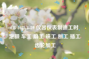 CB 1085.3-89 仪器仪表制造工时定额 车工 磨工 铣工 刨工 插工 齿轮加工