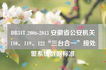 DB34T 2006-2013 安徽省公安机关110、119、122“三台合一”接处警系统数据标准
