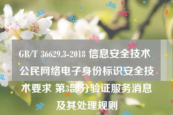 GB/T 36629.3-2018 信息安全技术 公民网络电子身份标识安全技术要求 第3部分验证服务消息及其处理规则