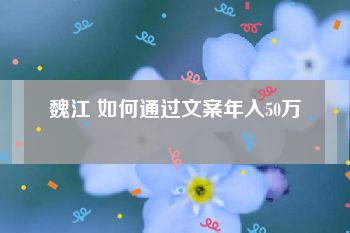 魏江 如何通过文案年入50万