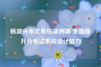 杨波分布式系统案例课 全面提升分布式系统设计能力