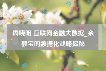 周晓明 互联网金融大数据_余额宝的数据化战略揭秘
