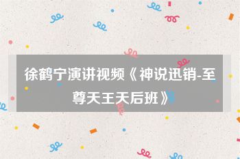 徐鹤宁演讲视频《神说迅销-至尊天王天后班》