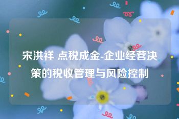 宋洪祥 点税成金-企业经营决策的税收管理与风险控制