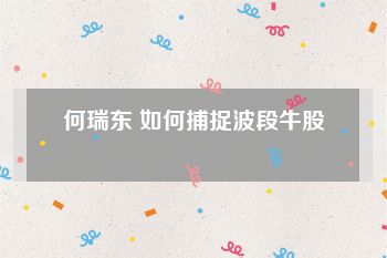 何瑞东 如何捕捉波段牛股