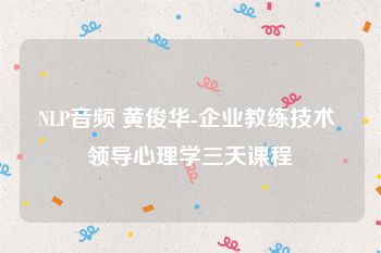 NLP音频 黄俊华-企业教练技术 领导心理学三天课程