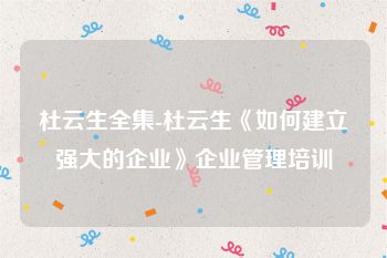 杜云生全集-杜云生《如何建立强大的企业》企业管理培训
