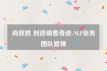 尚致胜 创造销售奇迹-NLP业务团队管理