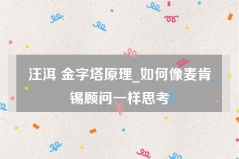 汪洱 金字塔原理_如何像麦肯锡顾问一样思考