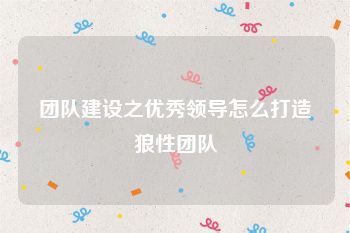 团队建设之优秀领导怎么打造狼性团队