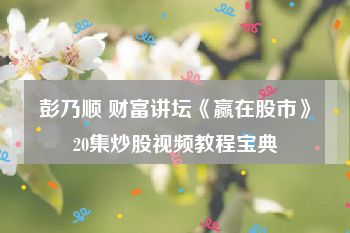 彭乃顺 财富讲坛《赢在股市》20集炒股视频教程宝典