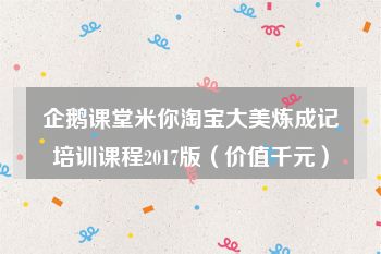 企鹅课堂米你淘宝大美炼成记培训课程2017版（价值千元）
