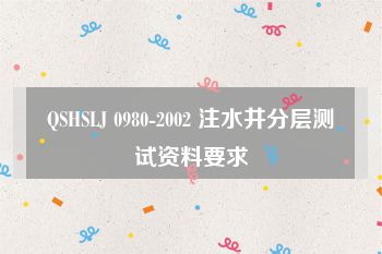 QSHSLJ 0980-2002 注水井分层测试资料要求