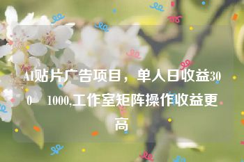 AI贴片广告项目，单人日收益300–1000,工作室矩阵操作收益更高