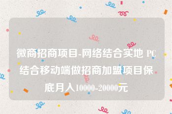 微商招商项目-网络结合实地 PC结合移动端做招商加盟项目保底月入10000-20000元
