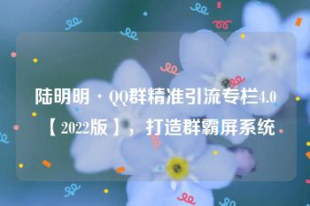陆明明·QQ群精准引流专栏4.0【2022版】，打造群霸屏系统