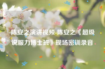 陈安之演讲视频-陈安之《超级说服力博士班》现场密训录音