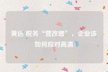 黄远 税务“营改增”，企业该如何应对高清