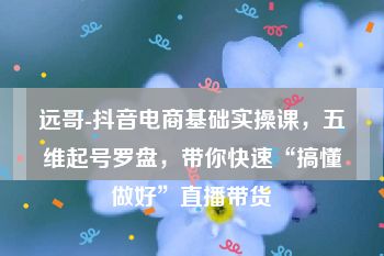 远哥-抖音电商基础实操课，五维起号罗盘，带你快速“搞懂做好”直播带货