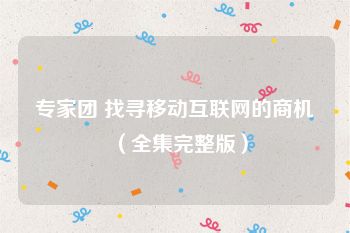 专家团 找寻移动互联网的商机（全集完整版）