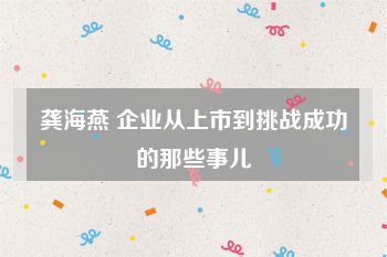龚海燕 企业从上市到挑战成功的那些事儿