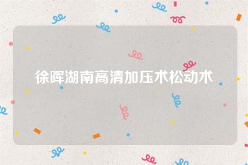 徐晖湖南高清加压术松动术