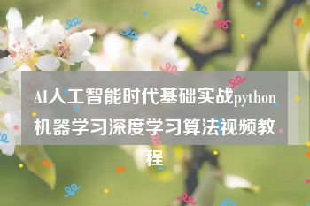 AI人工智能时代基础实战python机器学习深度学习算法视频教程