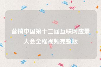 营销中国第十三届互联网应景大会全程视频完整版