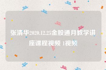 张清华2020.12.25金股通月教学讲座课程视频 1视频