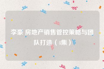 李豪 房地产销售管控策略与团队打造（4集）