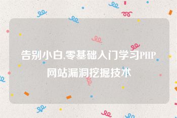 告别小白,零基础入门学习PHP网站漏洞挖掘技术